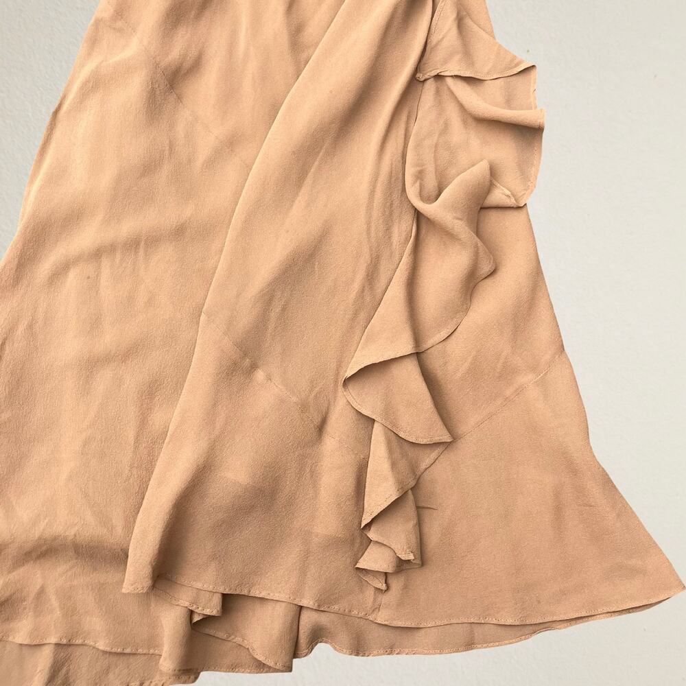 Vintage 90s brown beaded silk ruffle dress, bohemian boho chic Y2K fairycore - Picture 5 of 14
